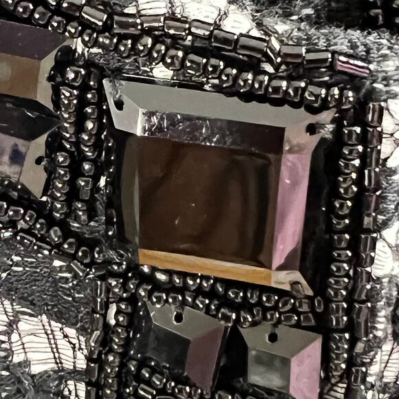 Michael Simon Lace Beaded Jacket Black Evening Bolero Party Petite L - Picture 8 of 11